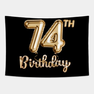 74th Birthday Gifts - Party Balloons Gold Tapestry