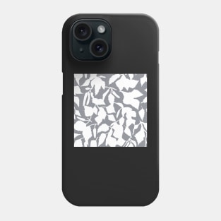 White birch leaves on gray seamless pattern Phone Case