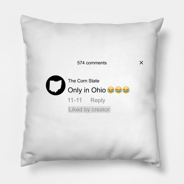 Hilarious Only In Ohio Comment Pillow by FreckleFaceDoodles