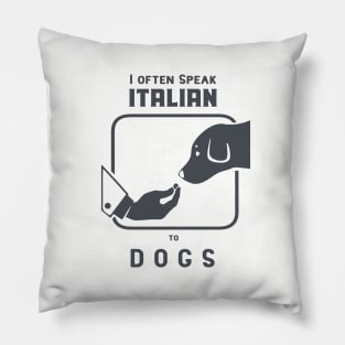 Funny Italian hand gesture and a dog, dark ink Pillow