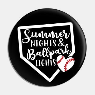 Summer Nights Ballpark Lights Baseball Pin