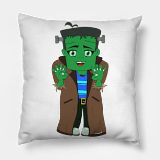 Spoopy Frankenstein White Pillow