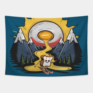 Eggs and Skiing Toast Tapestry