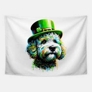 Pumi Embraces St. Patrick's Day Spirit in Graffiti Style Tapestry