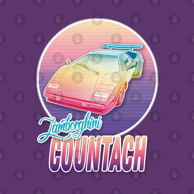 Lamborghini Countach Vaporwave Aesthetic Design by DankFutura