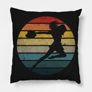 Cheerleader Silhouette On A Distressed Retro Sunset product Pillow