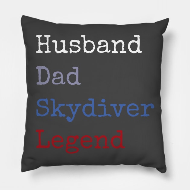Husband dad skydiver legend Pillow by Apollo Beach Tees