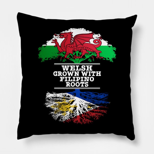 Welsh Grown With Filipino Roots - Gift for Philippines With Roots From Filipino Pillow by Country Flags