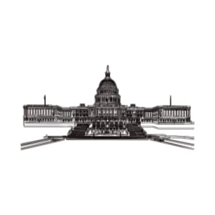 Washington Dc Capitol Building Minimalist Drawing T-Shirt