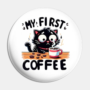 Kitty's Caffeine Shock: First Black Coffee Adventure Pin