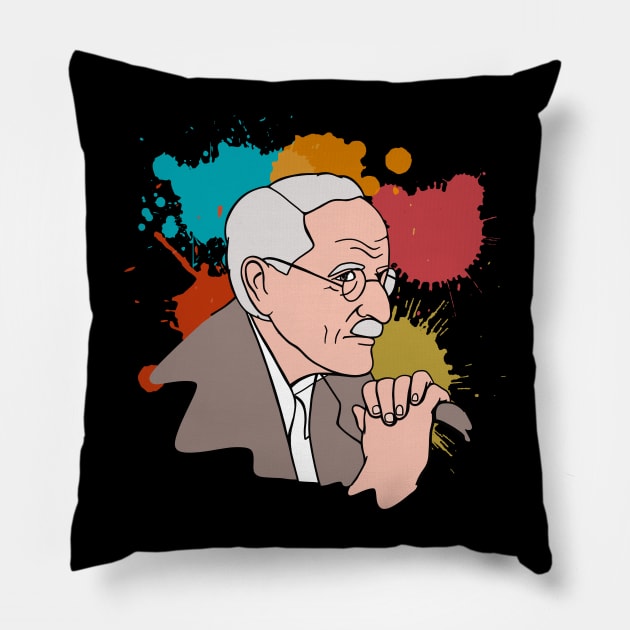 Carl Gustav Jung Portrait - Jungian Psychology Teacher - Paint Edition Pillow by isstgeschichte