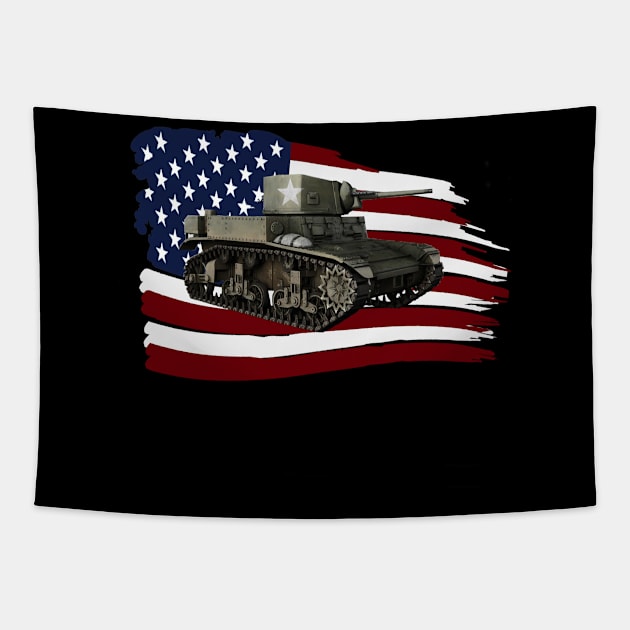 M3 Stuart Tank WW2 Tapestry by Dirty Custard Designs 