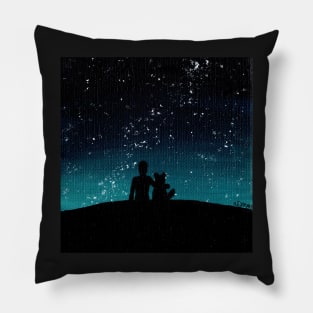 Person & Dog Stargazing Pillow