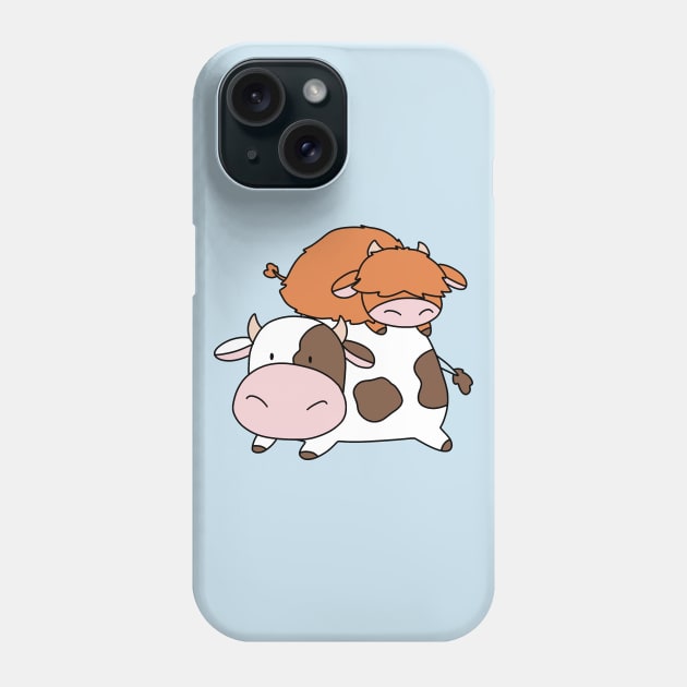 Highland Cow and Little Spotted Cow Phone Case by saradaboru