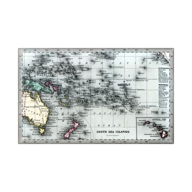 1835 Map of the South Sea Islands by historicimage