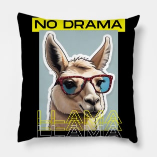 No Drama Llama Funky Alpaca Sunglasses Yellow Black Pillow