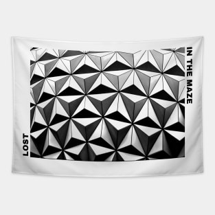 Black and White Pattern Maze Design Tapestry