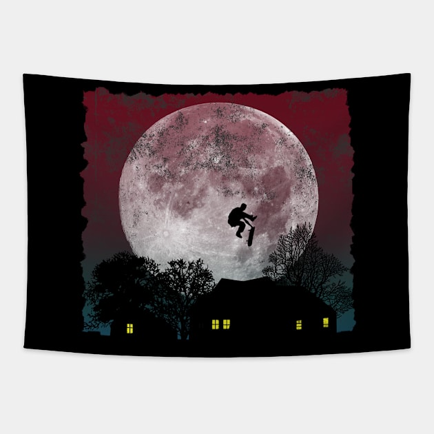 Skateboarding Freestyle - Red Dawn Tapestry by MerlinArt