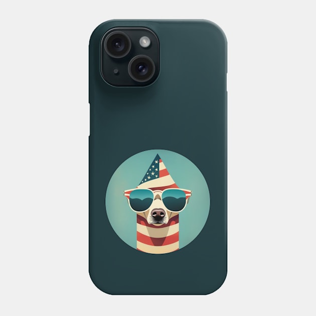 Funny Dog With Sunglasses and American Flag Phone Case by SOS@ddicted