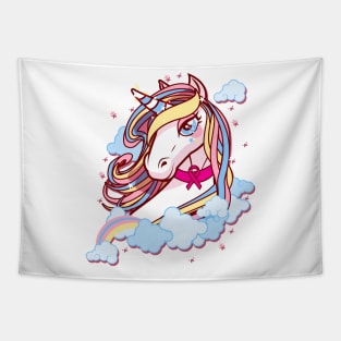 Pink Ribbon Unicorn Breast Cancer Awareness Tapestry