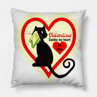 Crying Black Cat Old Fashioned Valentine Vintage Style Pillow