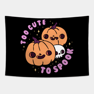 Too cute to spook a cute and funny Halloween pumpkin head Tapestry