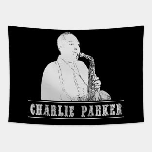 Charlie Parker // white retro Tapestry