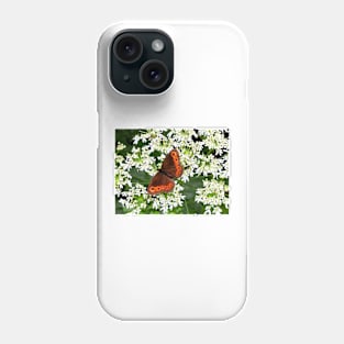 Orange Butterfly on white Lace Flowers Phone Case