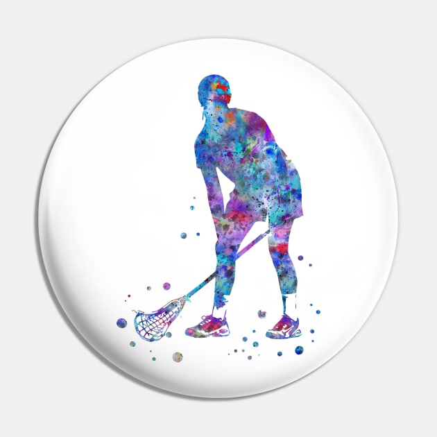 Lacrosse Player Girl Pin by RosaliArt