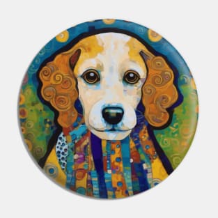 Gustav Klimt Dog with Colorful Scarf Pin