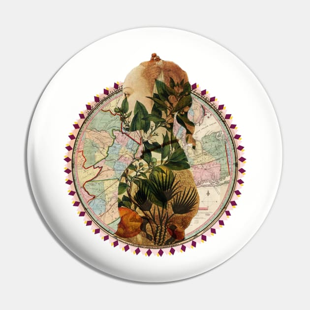 New York City Floral Map Pin by karenina