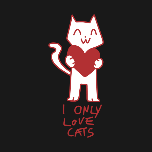 I only love cats cute illustration red by maoudraw