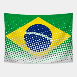 Flag Of Brazil With Halftone Effect Tapestry