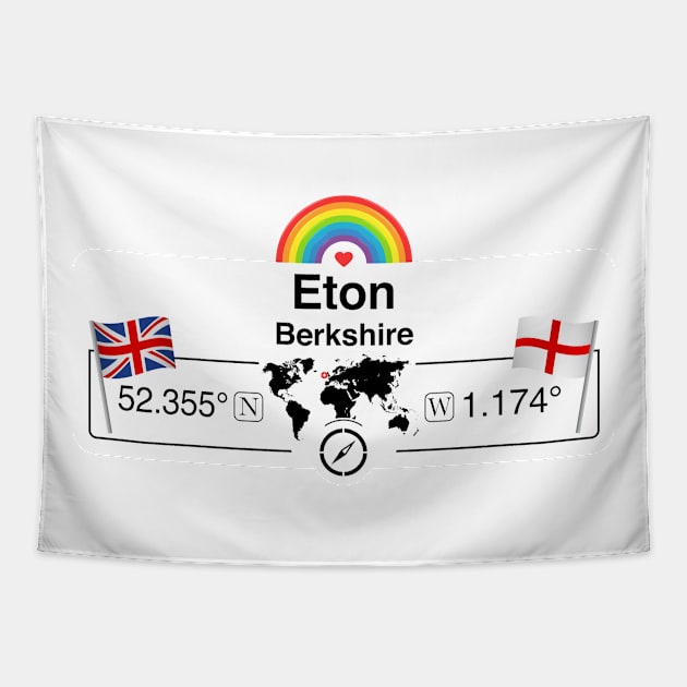 Eton, Berkshire with St. Georges Flag and Rainbow Tapestry by MapYourWorld