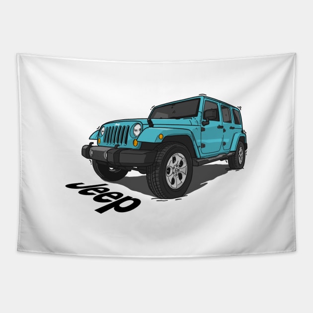 Jeep Wrangler - Ocean Blue Tapestry by 4x4 Sketch