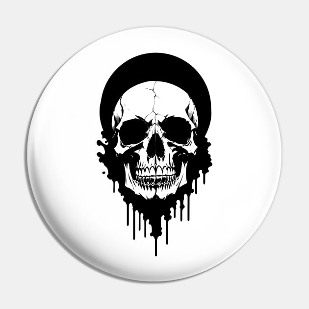 Black and White Skull Ink Art Pin by DeathAnarchy