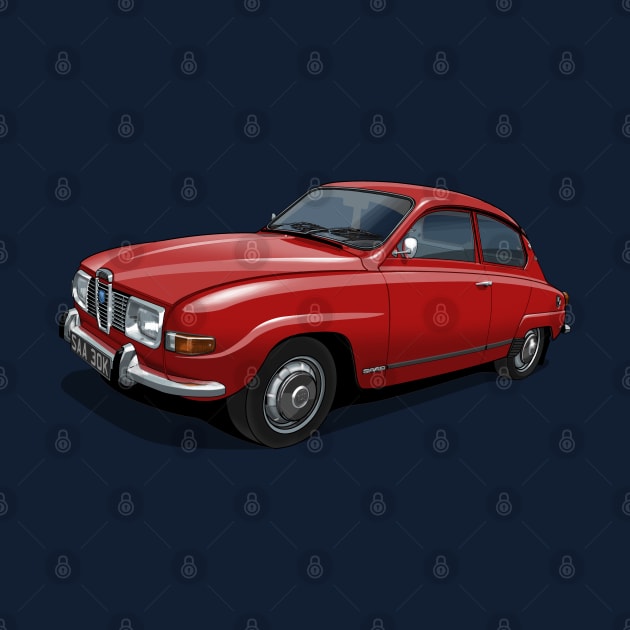 1971 Saab 96 saloon in solar red by candcretro