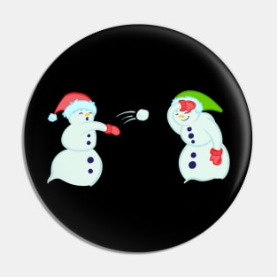 Snowmen having a snowball fight Pin