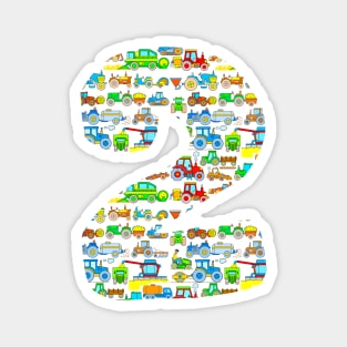 Toddlers 2nd BDay Tractor Agricultural Vehicules Farm Machinery Boys Magnet