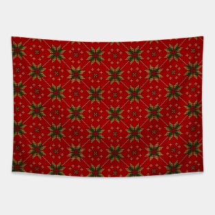 Red Green and Gold Knitted Pattern Tapestry