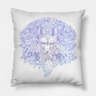 Pastel purple blue hiding fox Pillow