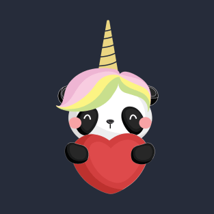 Panda Bear Unicorn with heart " sweet lovely " T-Shirt