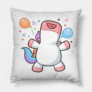 kawaii unicorn celebrating Pillow