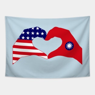 We Heart USA & Taiwan Patriot Flag Series Tapestry