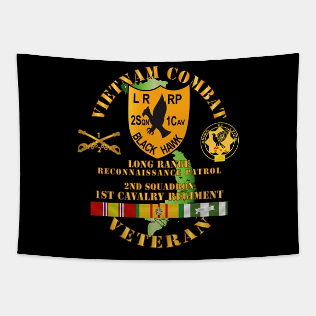 Vietnam Combat Veteran - 2nd Squadron, 1st Cav Regt  LRRP - Black Hawk w VN SVC Tapestry by twix123844