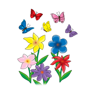 flowers and butterfly T-Shirt