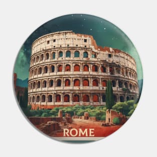 Rome Italy Colosseum Starry Night Vintage Tourism Travel Poster Pin
