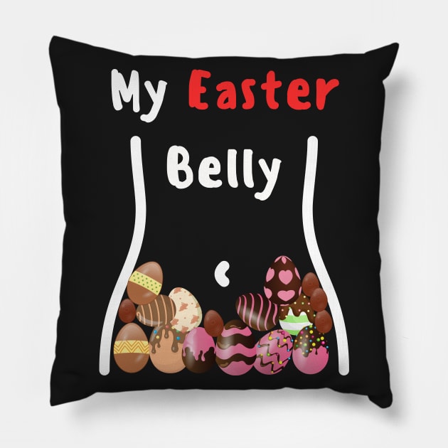 Funny Chocolate Eggs Chocolate Bunny Full belly Easter Feast Pillow by Artstastic