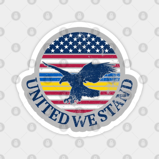 Ukraine and American Flag with Eagle, United we Stand Magnet by ObscureDesigns