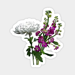 White Chrysanthemum and Purple Snapdragons Magnet